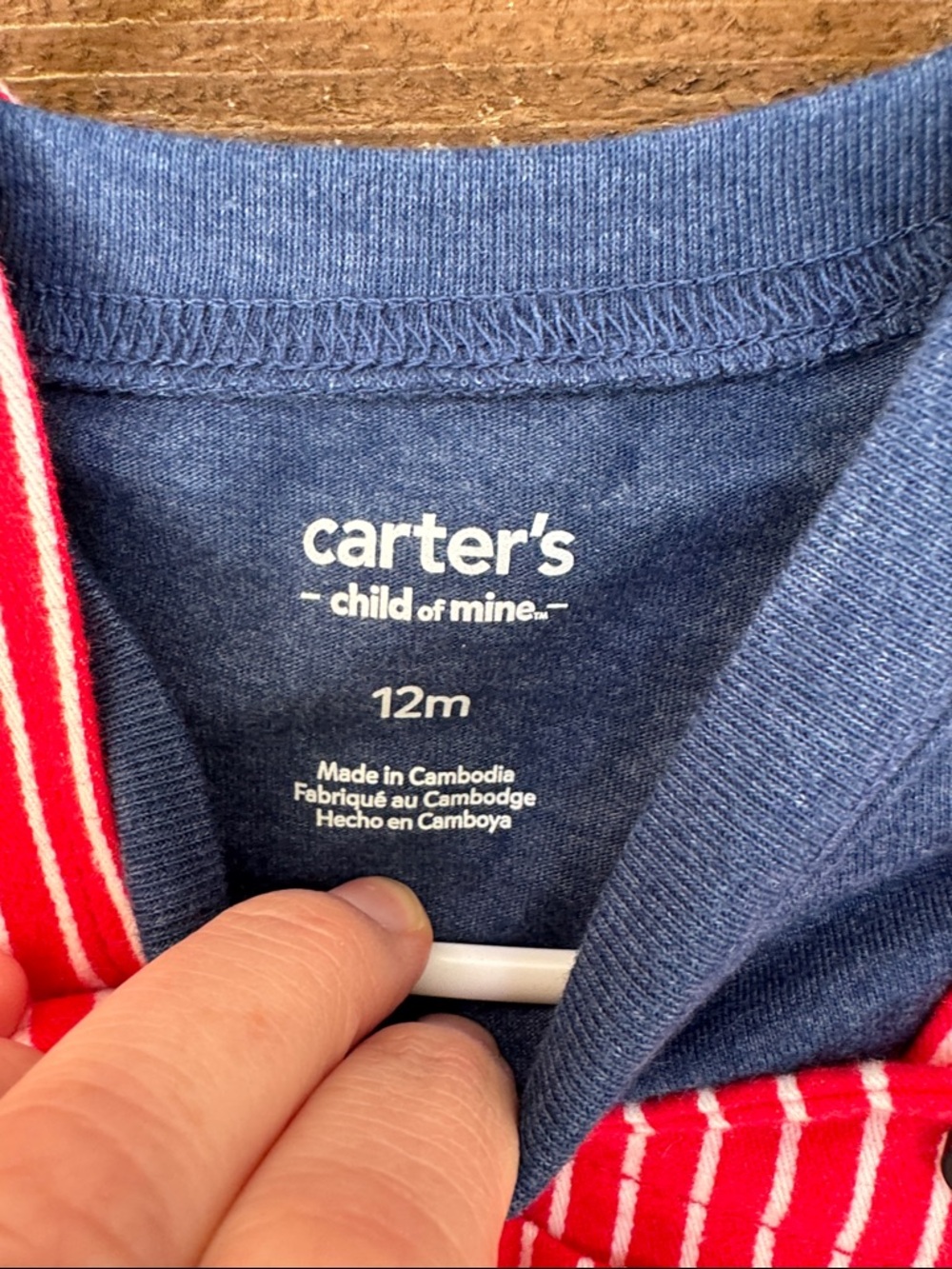 Carter's Red and White Striped Overalls with Navy Tee - Picture 2 of 4